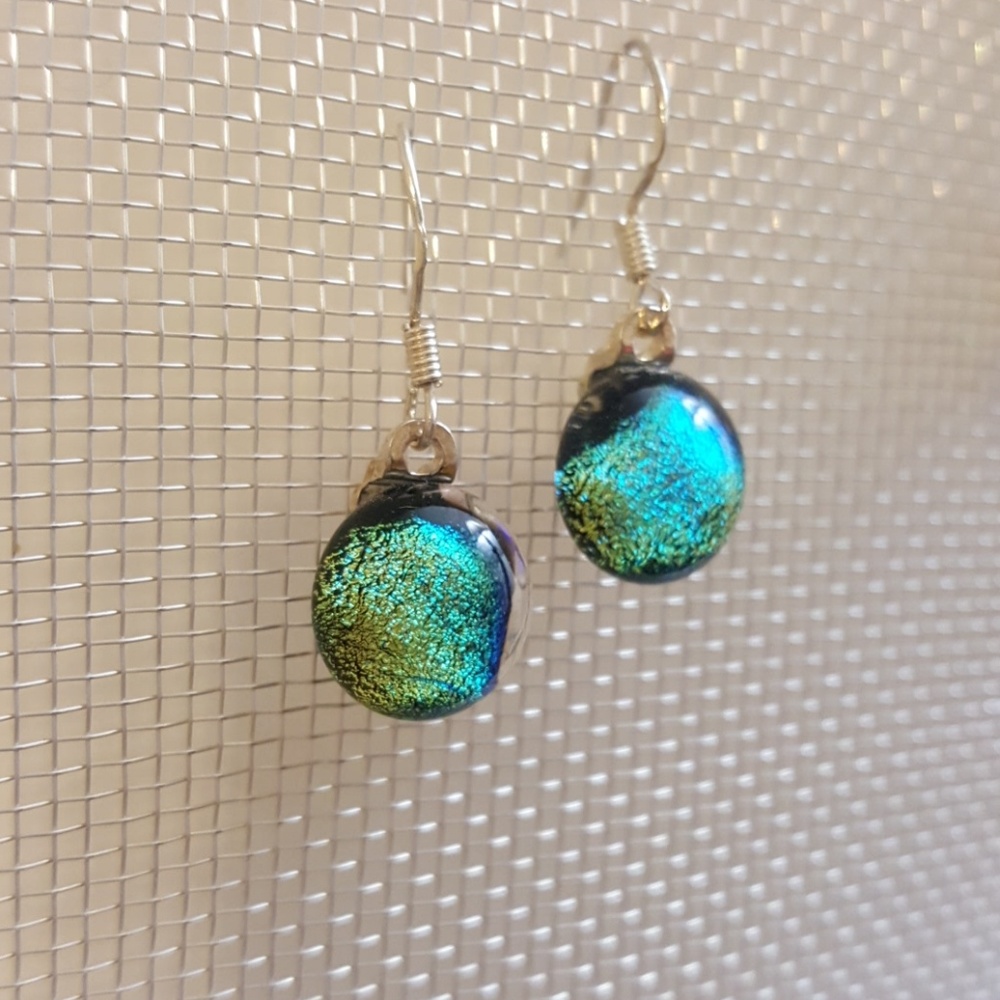 Handblown Glass Resin Earrings Sterling Silver 925